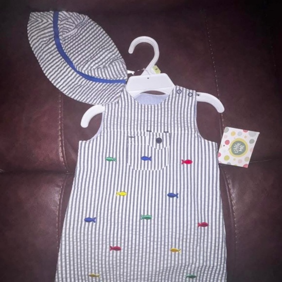 Striped Kids Dress and Hat Set - Picture 1 of 1